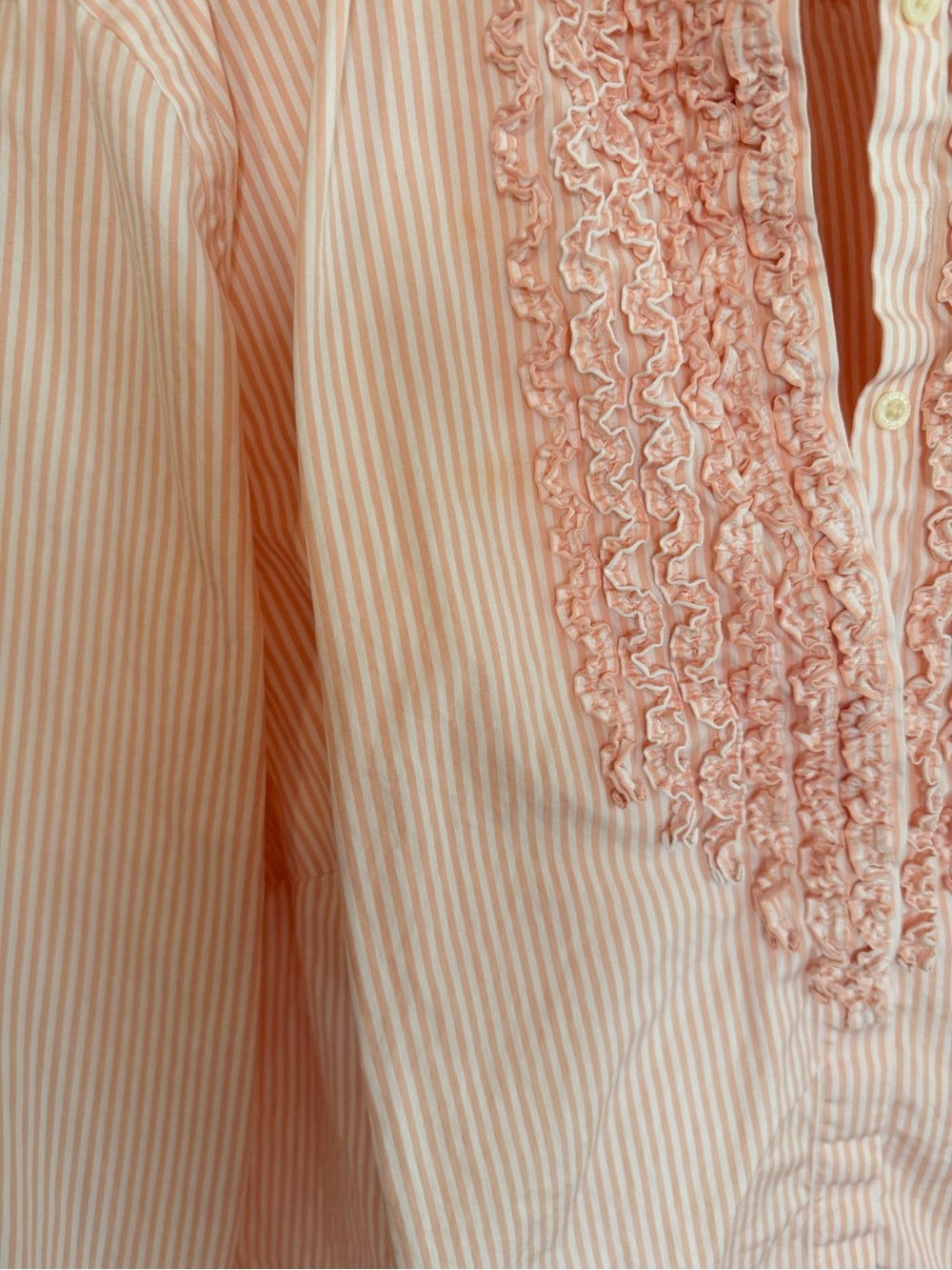100% cotton RL Ruffle-Front Button-Down Blouse - Picture 12 of 13